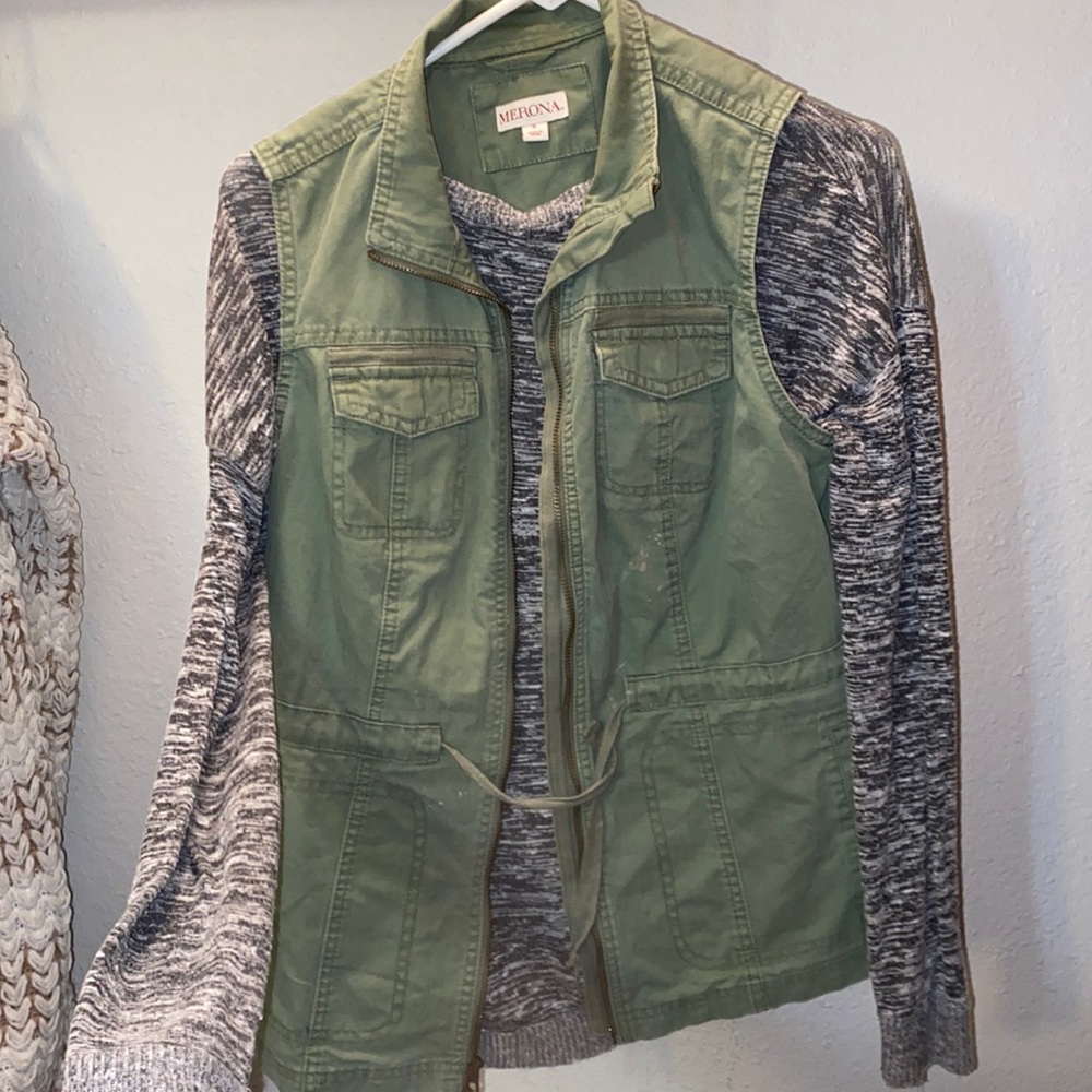 sweater and green vest